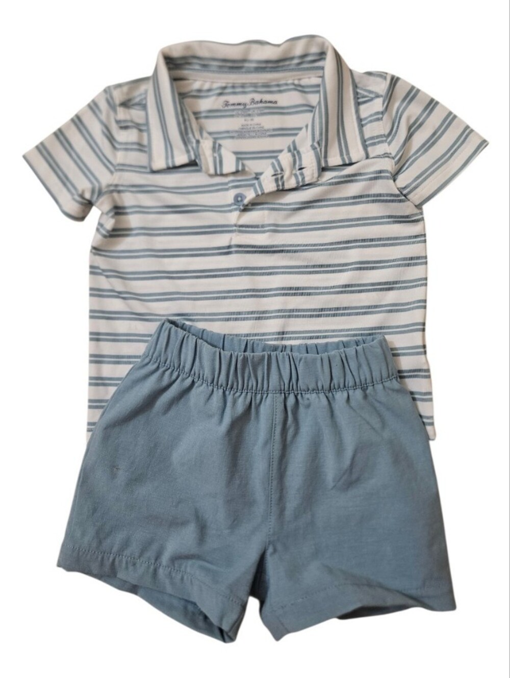 Tommy Bahama Boys Blue and White Striped Polo Set